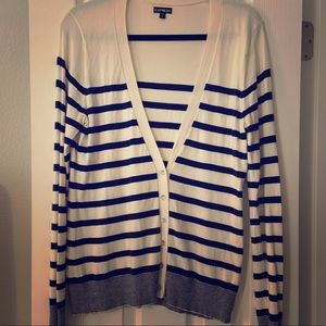 Express Navy Striped Cardigan Size L